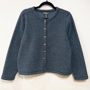 EUC Vintage LL Bean Textured Fleece Cardigan Jacket Blue Small